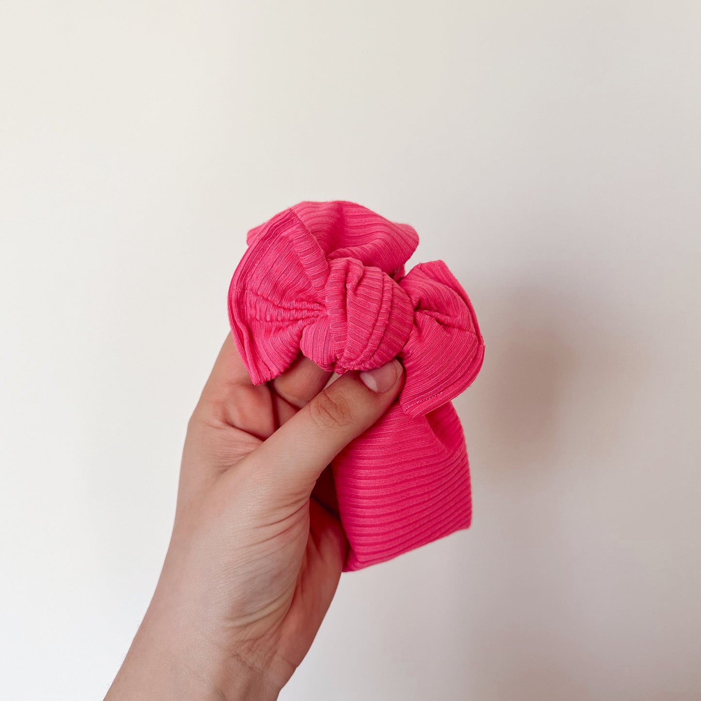 Hot Pink Ribbed Headwrap Bow