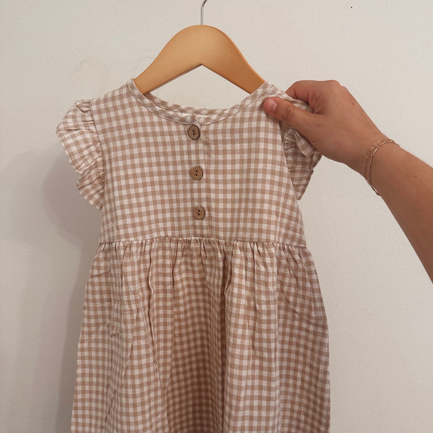 Gingham Ruffle Sleeve Dress