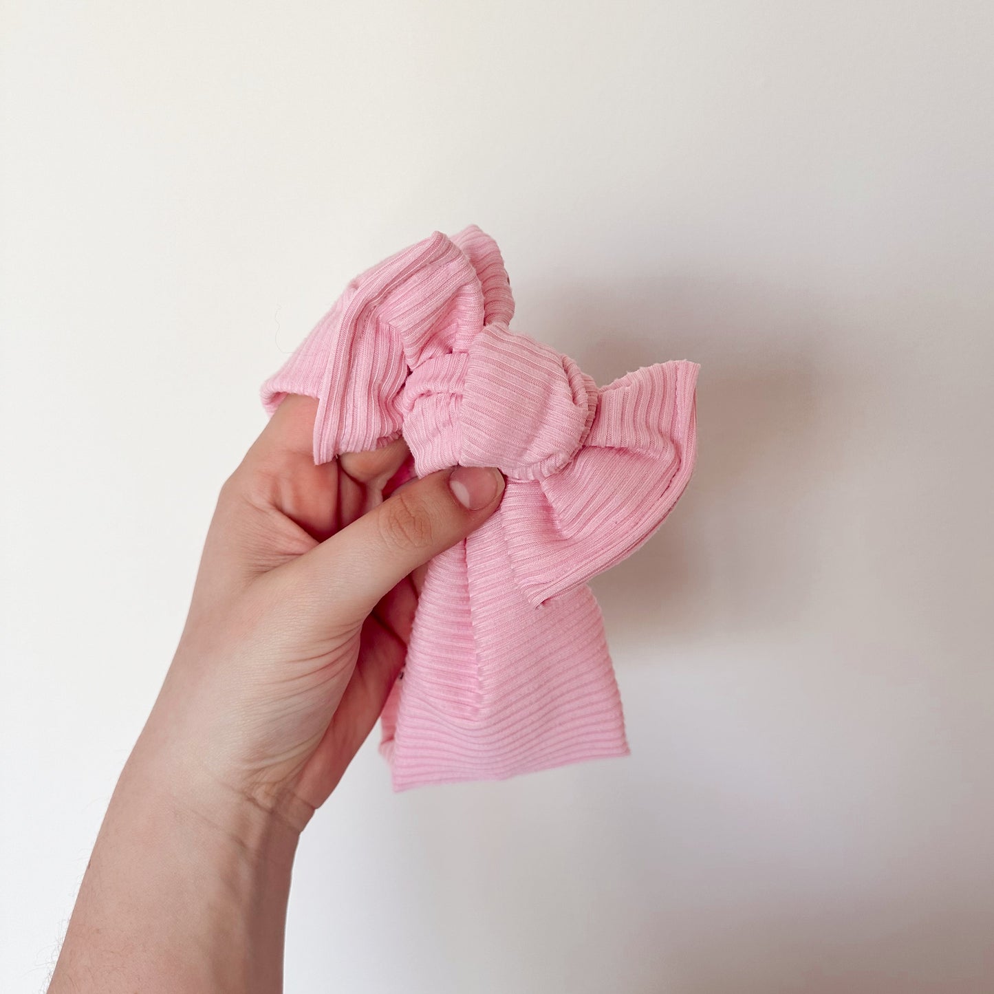 Ballet Pink Ribbed Headwrap Bow