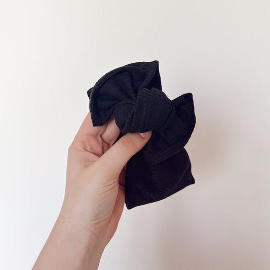 Black Ribbed Headwrap Bow