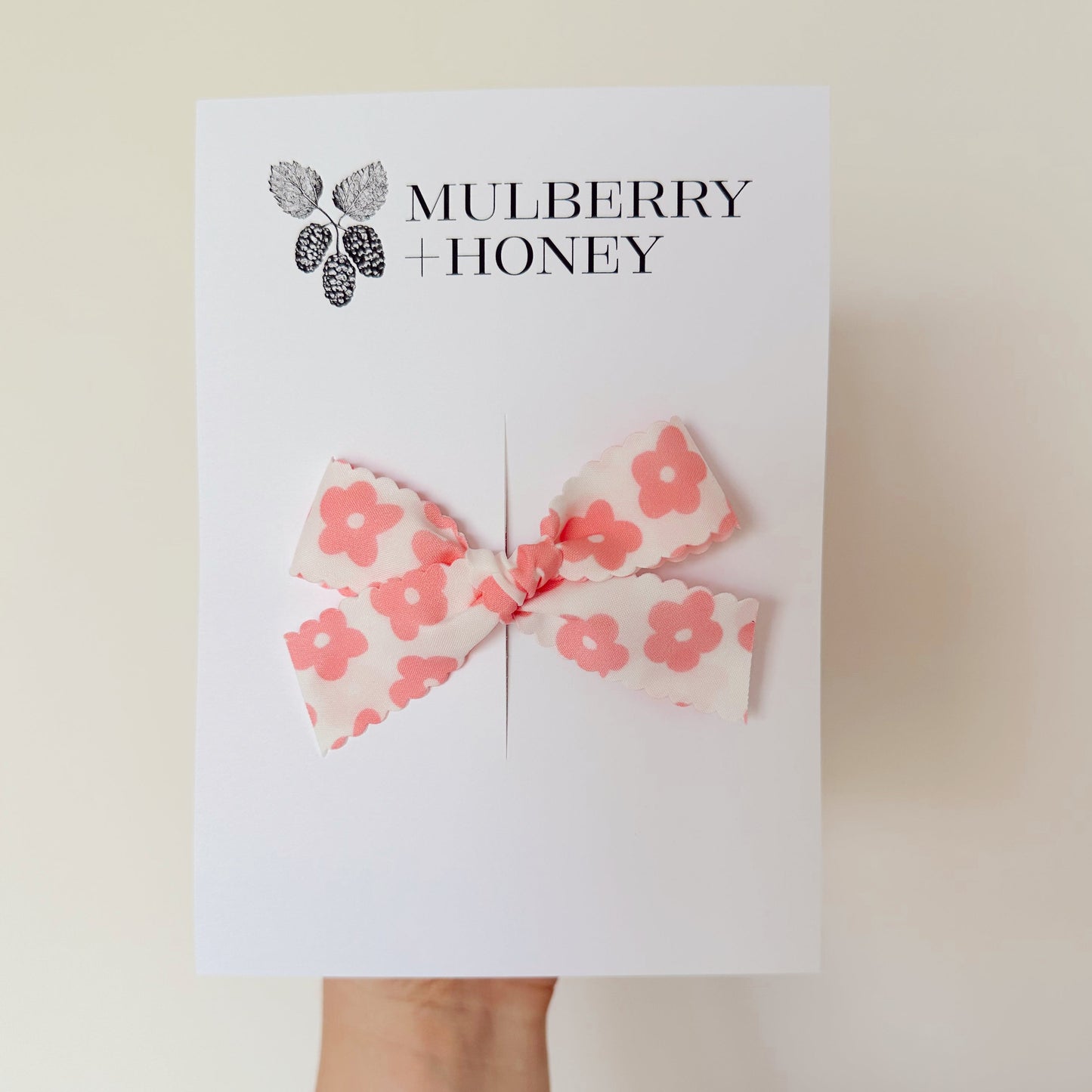 Scalloped Daisy Handtied Bow - Bubblegum