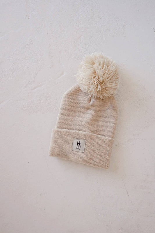Ff Pom Top Knit Beanie | Oatmeal