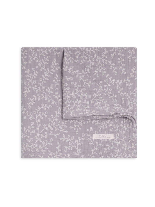 Organic Baby Muslin Swaddle Blanket - Lucia Floral / Lilla