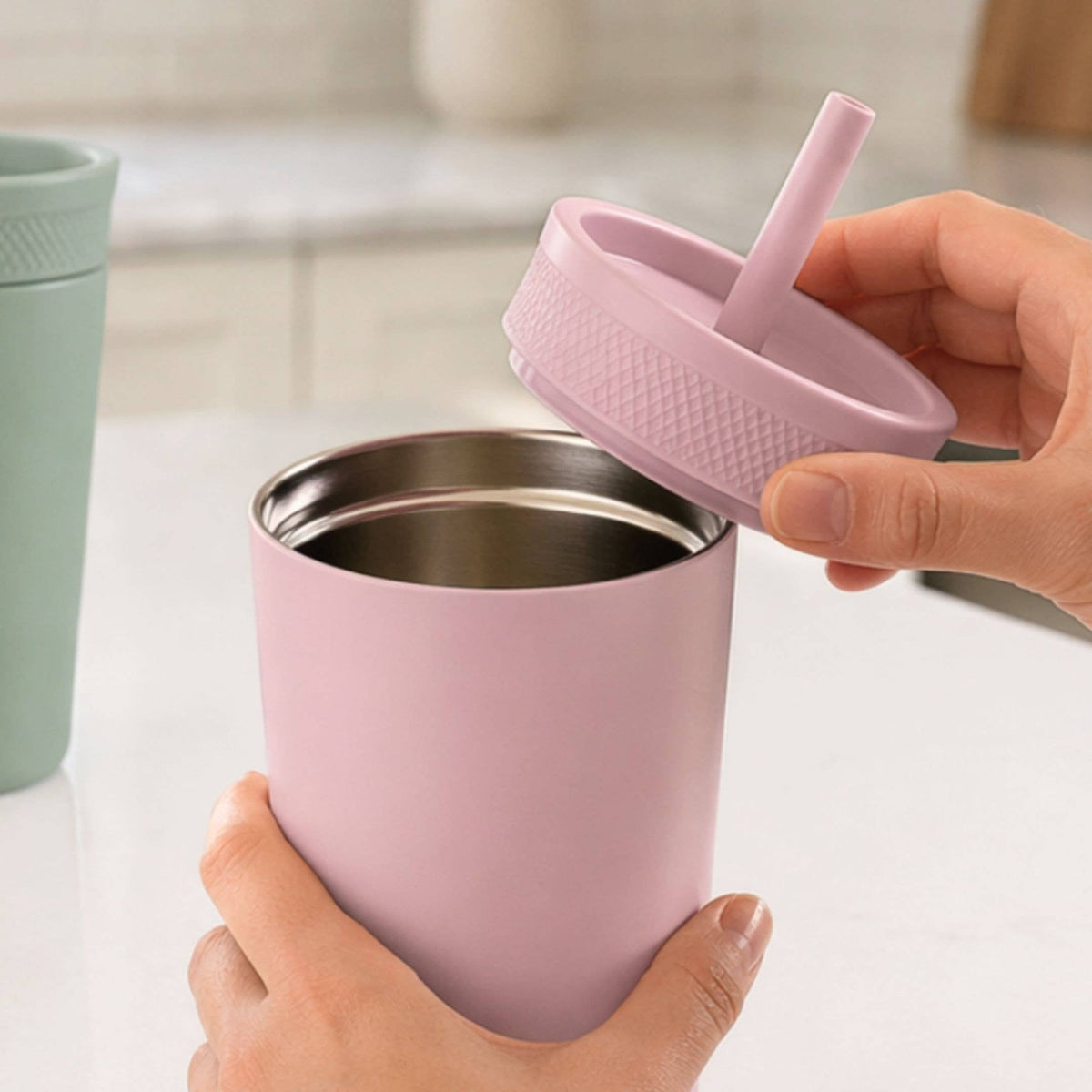 Toddler Stainless Steel Straw Tumbler - Sage