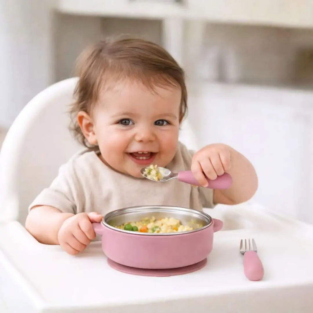 Stainless Steel Bowl & Utensil Set - Sage