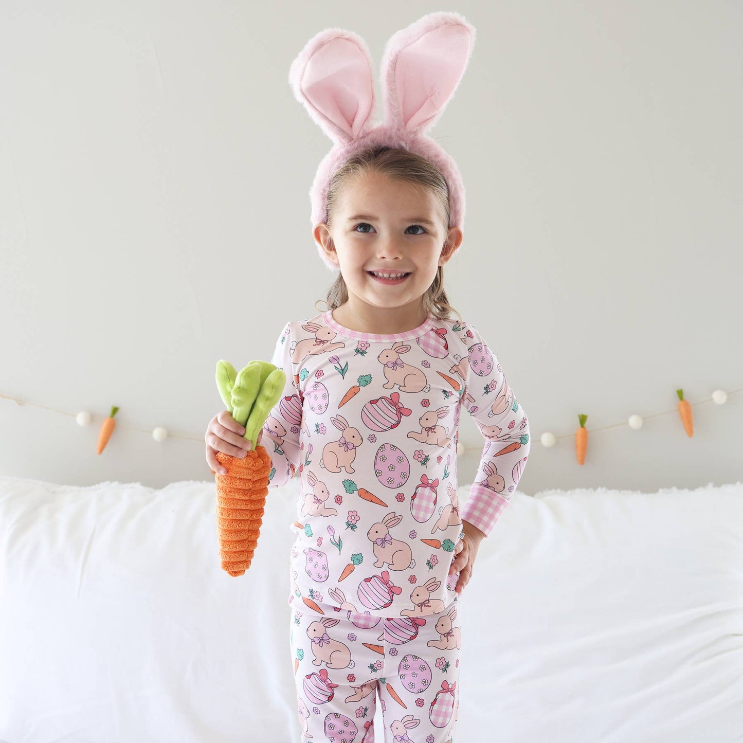 Hoppy Spring Two Piece Pajama Set | Pink