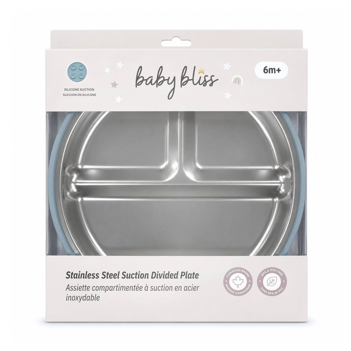Stainless Steel Silicone Suction Plate - Dusty Teal