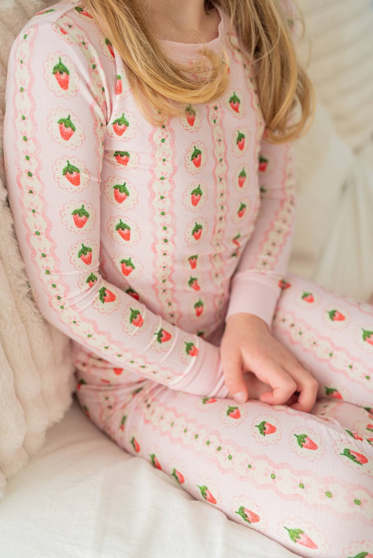 Sweet Strawberry Bamboo Pajama 🍓 | Two-Piece Girls PJ Set