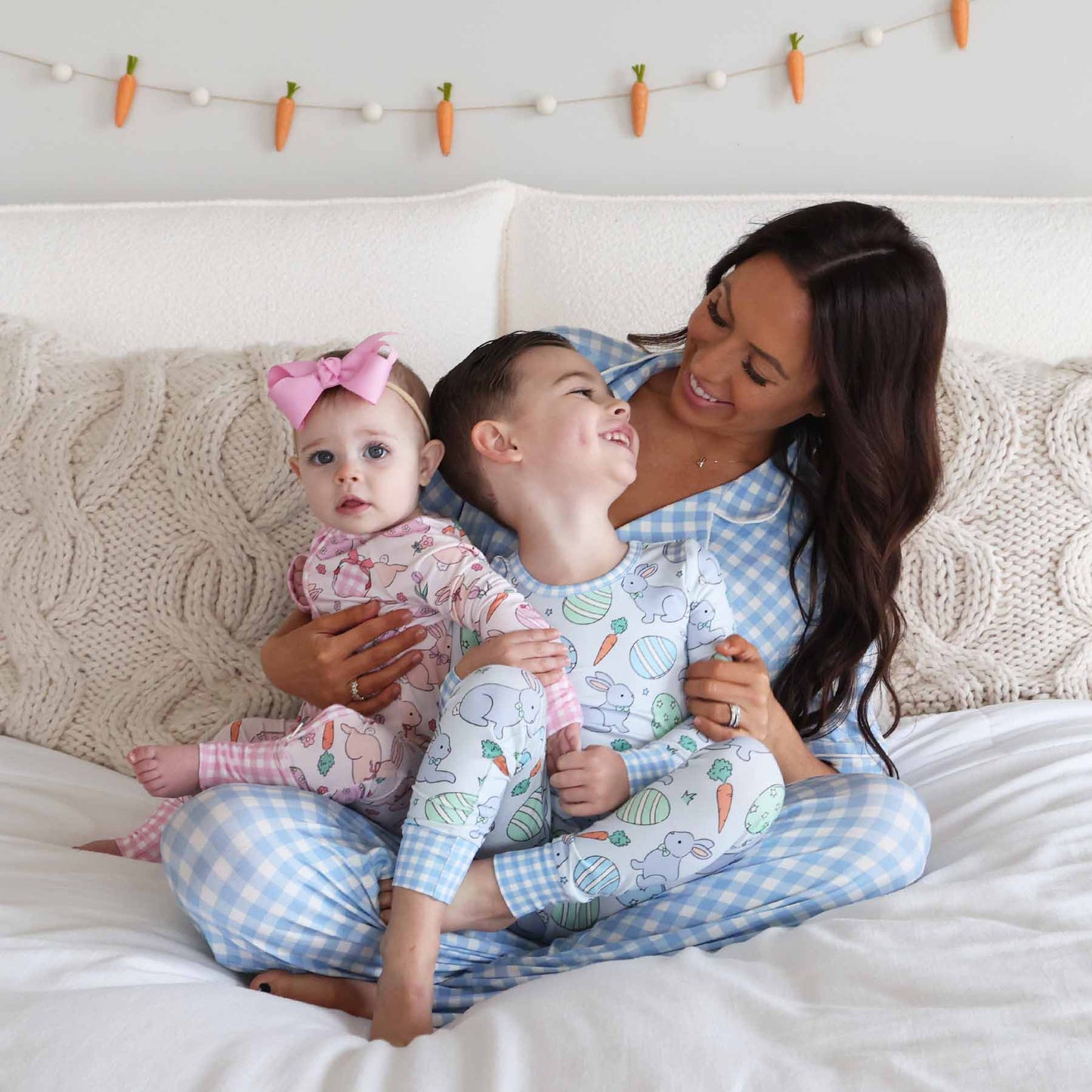 Women's Two Piece Flare Lounge Set | Blue Gingham