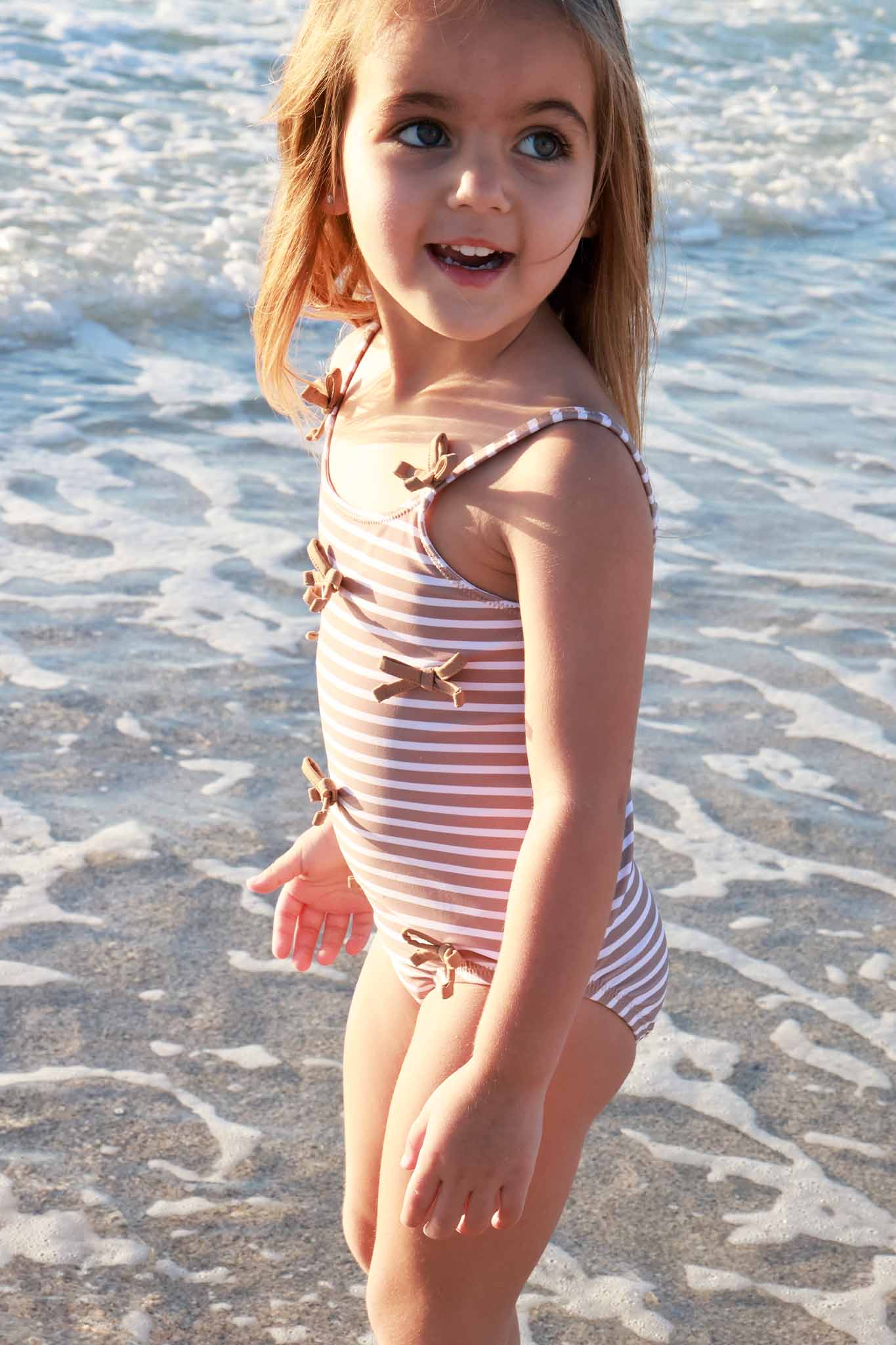 Tiny Bows One Piece | Sandy Stripes
