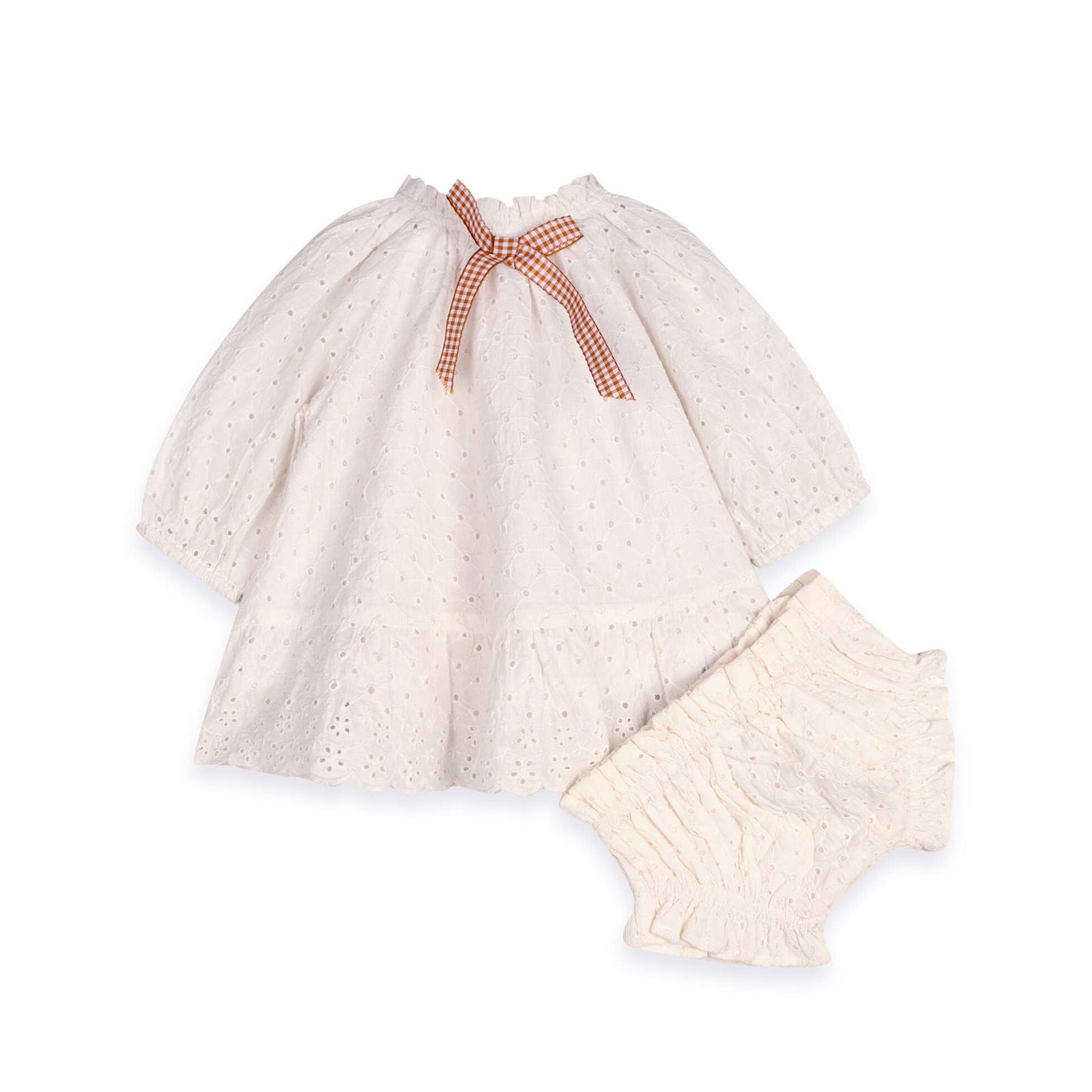 Solene Schiffli Lace Baby Dress & Bloomer (Organic Cotton)