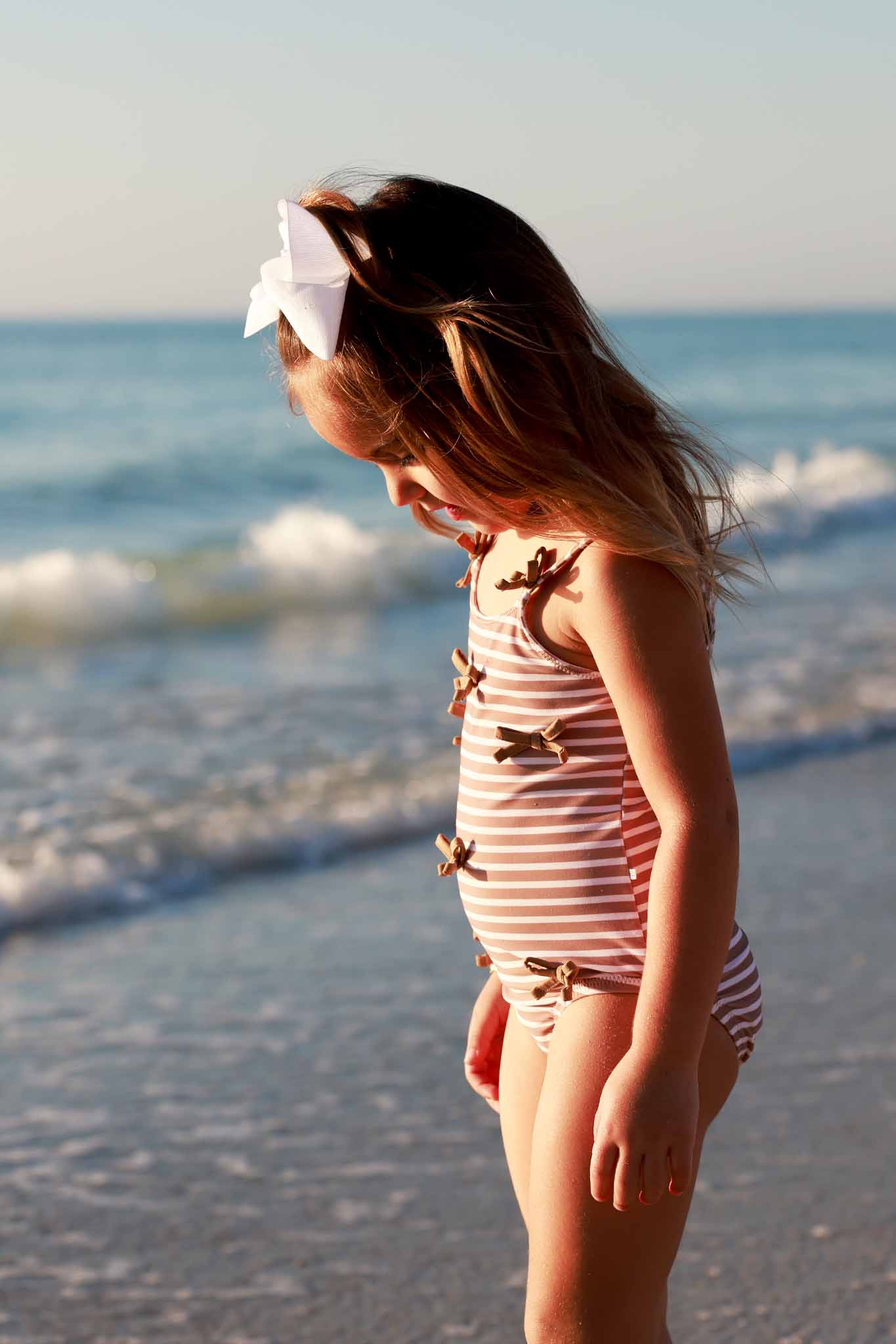 Tiny Bows One Piece | Sandy Stripes