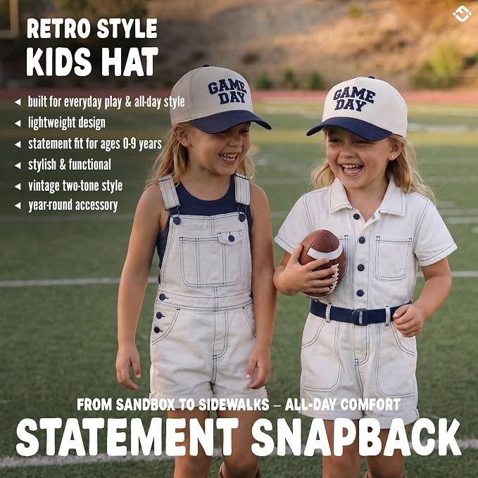 Kid/Baby 2 Tone Vintage Cap - Game Day - Navy/Beige