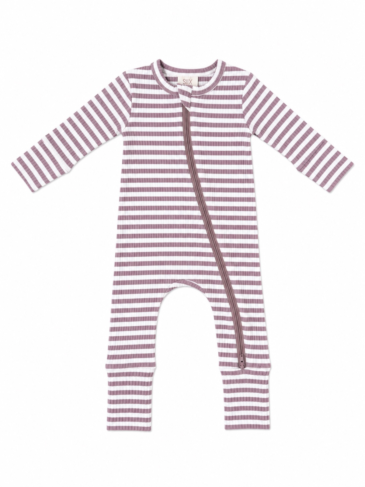 Violet Stripe / Ribbed 2-Way Zip Romper