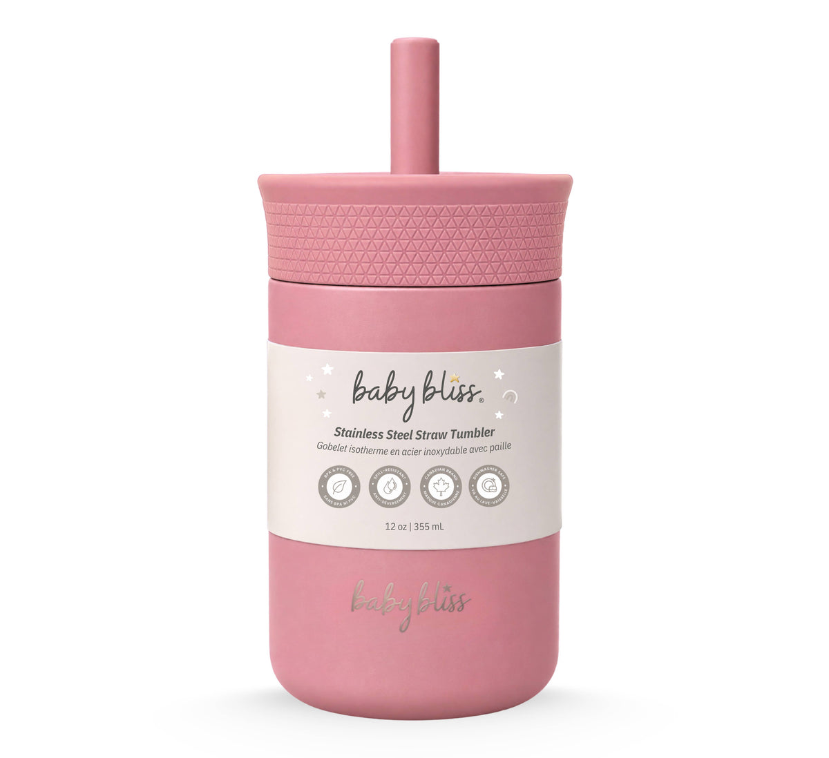 Toddler Stainless Steel Straw Tumbler - Dusty Rose