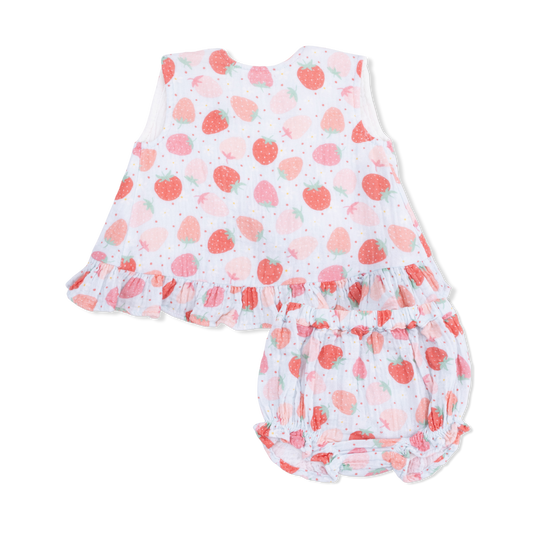 Strawberry Bliss - Ruffle Back Top & Bloomer