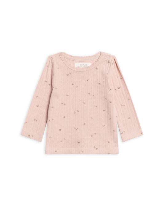 Kate Brushed Back Pointelle Long Sleeve Top