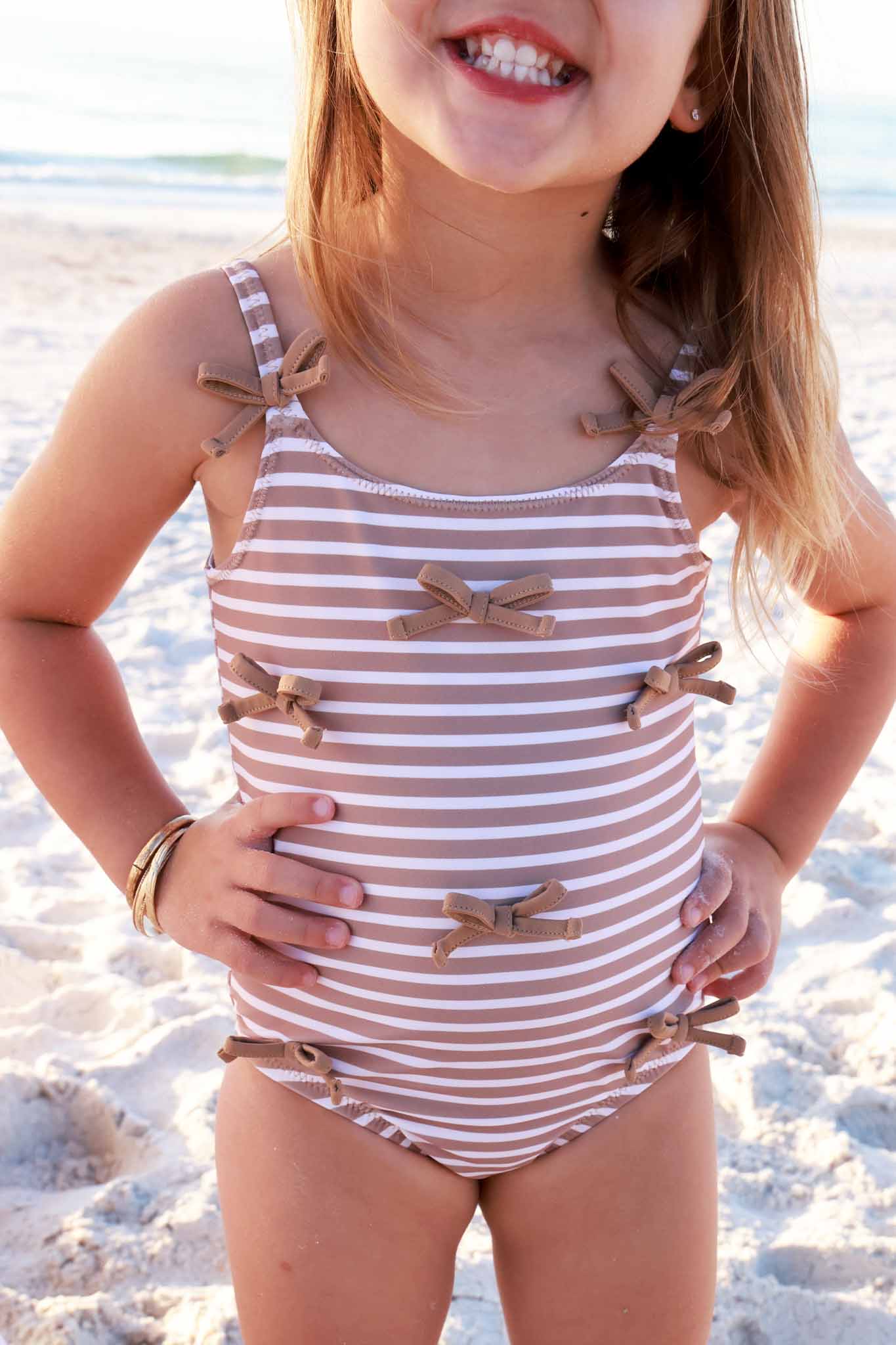Tiny Bows One Piece | Sandy Stripes