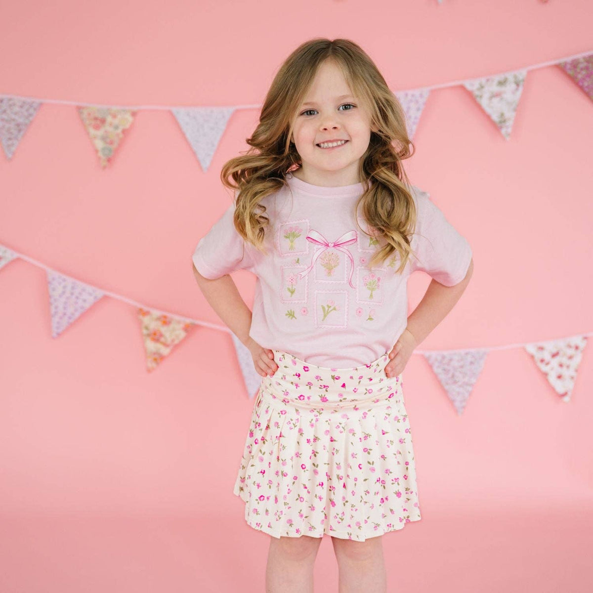Bouquet Bow Short Sleeve T-Shirt - Kids Boutique Clothing