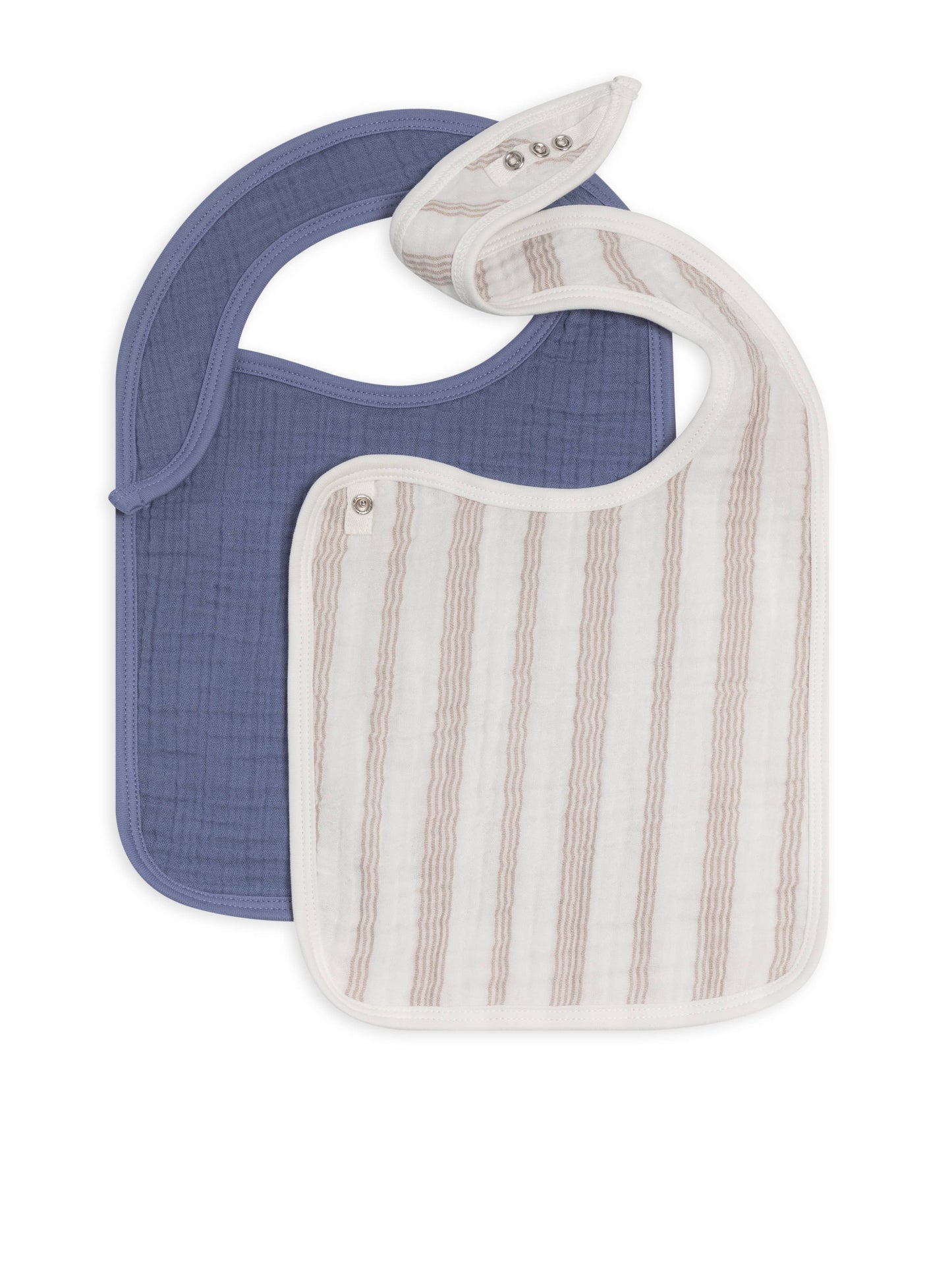 Organic 2-Pack Muslin Bibs - Enzo Stripe + Marino