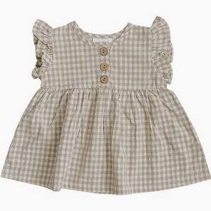 Gingham Ruffle Sleeve Dress